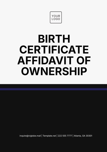 Free Birth Certificate Affidavit of Ownership Template to Edit Online