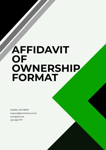 Free Affidavit of Ownership Format Template to Edit Online