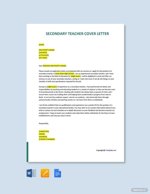 Secondary Teacher Cover Letter