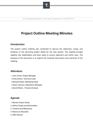 Free Project Outline Meeting Minutes Template to Edit Online