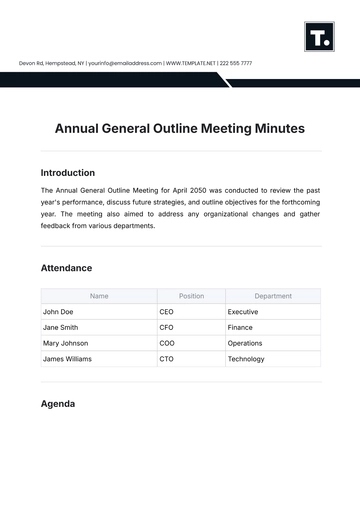 Free Annual General Outline Meeting Minutes Template to Edit Online