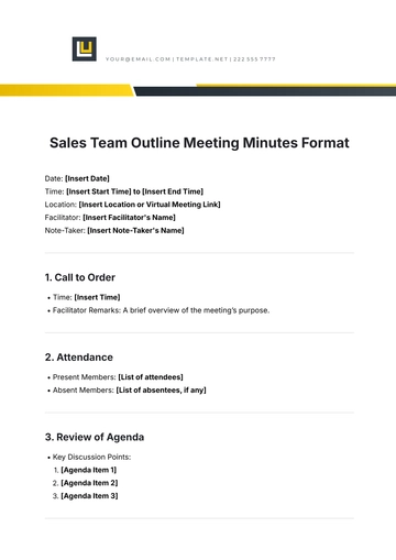 Free Sales Team Outline Meeting Minutes Format Template to Edit Online