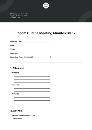 Free Zoom Outline Meeting Minutes Blank Template to Edit Online