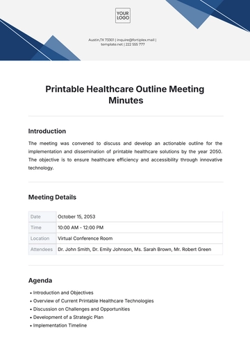 Free Printable Healthcare Outline Meeting Minutes Template to Edit Online