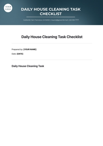 Free Daily House Cleaning Task Checklist Template to Edit Online