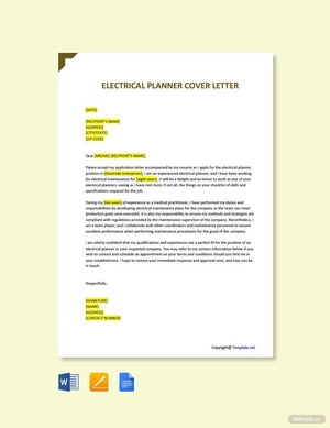Electrical Planner Cover Letter