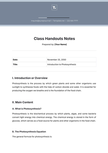 Free Class Handouts Notes Template to Edit Online