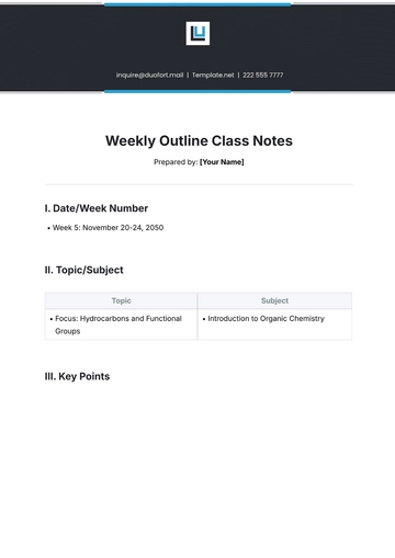 Free Weekly Outline Class Notes Template to Edit Online
