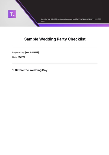 Free Sample Wedding Party Checklist Template to Edit Online