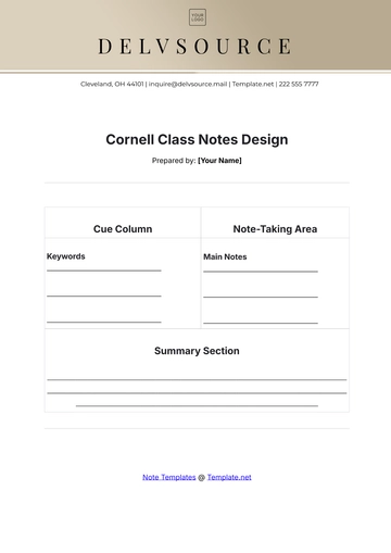 Free Cornell Class Notes Design Template to Edit Online