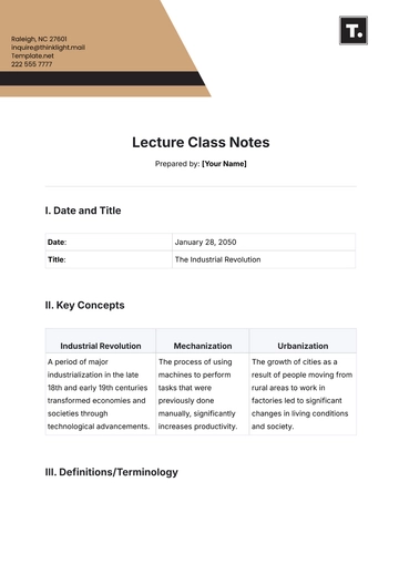 Free Lecture Class Notes Template to Edit Online