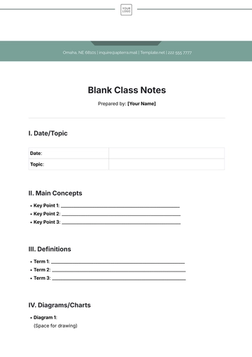 Free Blank Class Notes Template to Edit Online