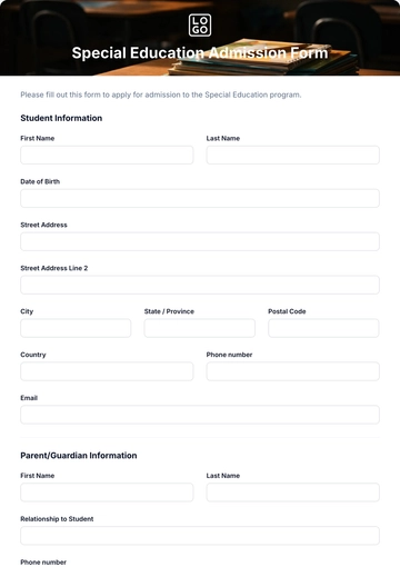 Free Special Education Admission Form Template & AI Maker