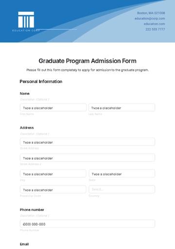 Free Graduate Program Admission Form Template to Edit Online Free Graduate Program Admission Form Template to Edit Online