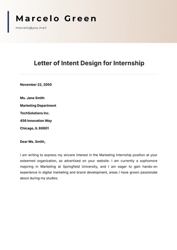 Free Letter of Intent Design for Internship Template to Edit Online