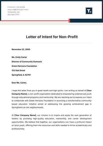 Free Letter of Intent for Non-profit Template to Edit Online