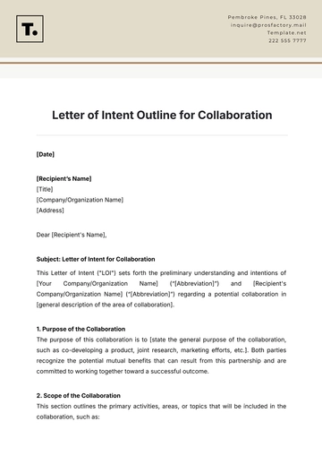 Free Letter of Intent Outline for Collaboration Template to Edit Online