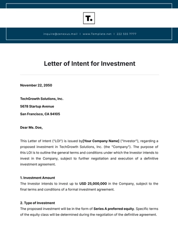 Free Letter of Intent for Investment Template to Edit Online