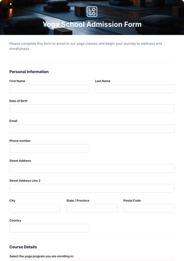 Free Yoga School Admission Form Template & AI Maker