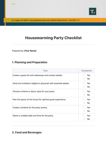 Free Housewarming Party Checklist Template to Edit Online