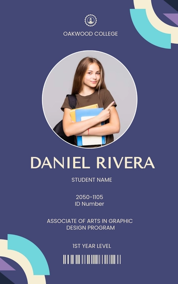 Free Creative Geometric Student ID Card Template to Edit Online