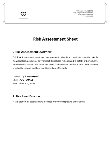 Free Risk Assessment Sheet Template to Edit Online