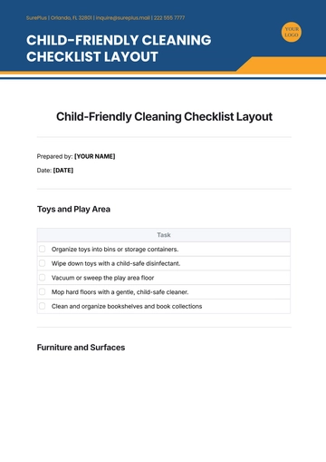 Free Child-Friendly Cleaning Checklist Layout Template to Edit Online