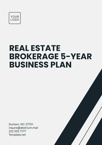 Free Real Estate Brokerage 5-Year Business Plan Template to Edit Online
