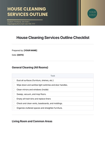 Free House Cleaning Services Outline Checklist Template to Edit Online
