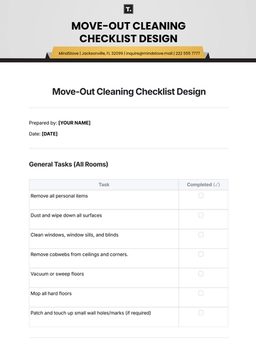 Free Move-Out Cleaning Checklist Design Template to Edit Online