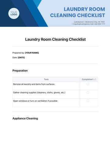 Free Laundry Room Cleaning Checklist Template to Edit Online