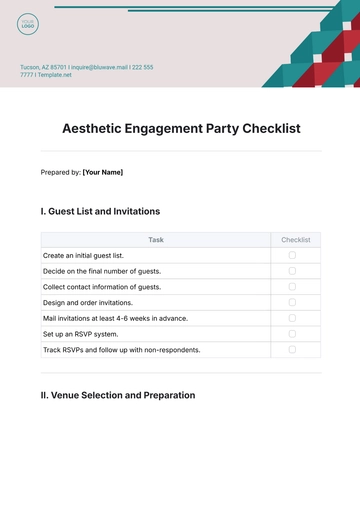 Free Aesthetic Engagement Party Checklist Template to Edit Online