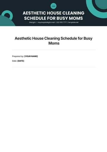 Free Aesthetic House Cleaning Schedule for Busy Moms Template to Edit Online