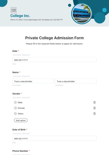 Free Private College Admission Form Template to Edit Online