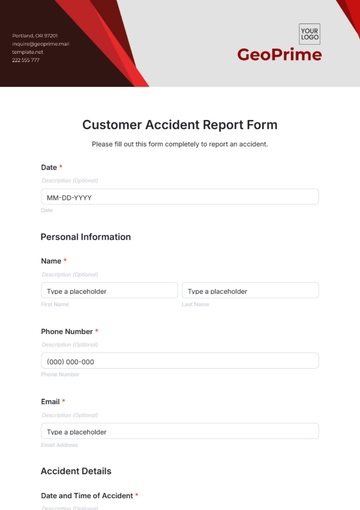 Free Customer Accident Report Form Template to Edit Online