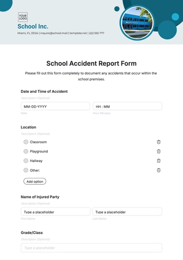 Free Accident Report Form for Schools Template to Edit Online