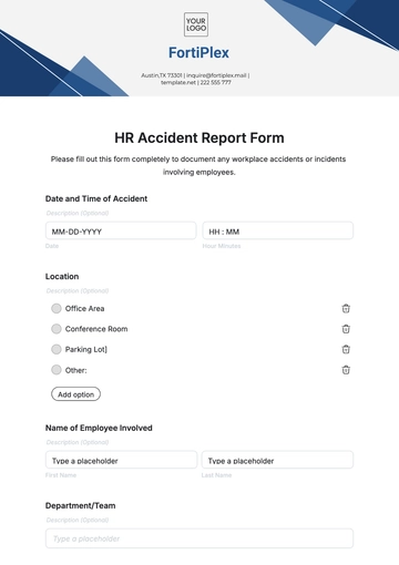 Free HR Accident Report Form Template to Edit Online