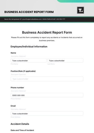 Free Business Accident Report Form Template to Edit Online