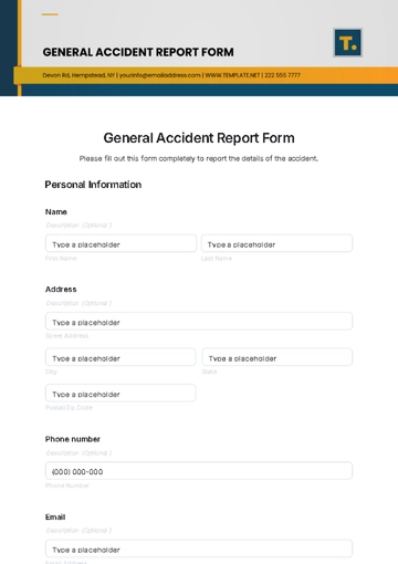 Free General Accident Report Form Template to Edit Online