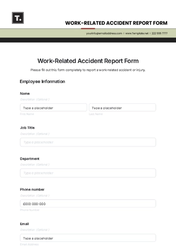 Free Work-Related Accident Report Form Template to Edit Online