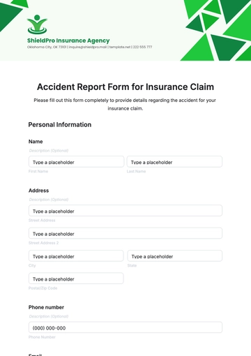 Free Accident Report Form for Insurance Claim Template to Edit Online