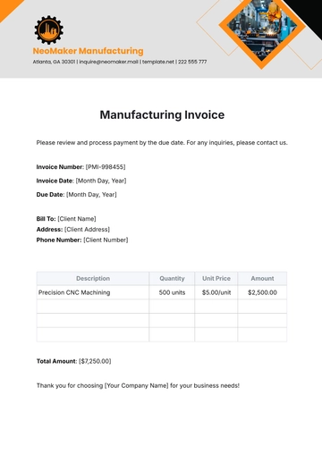 Free Manufacturing Invoice Template to Edit Online Free Manufacturing Invoice Template to Edit Online