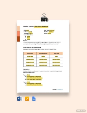 Software Meeting Agenda Template