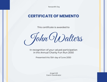 Free Memento Certificate Template to Edit Online