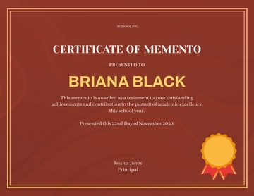 Free Academic Memento Certificate Template to Edit Online