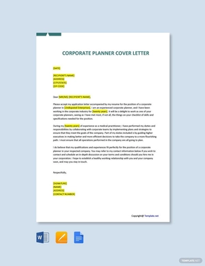 Corporate Planner Cover Letter