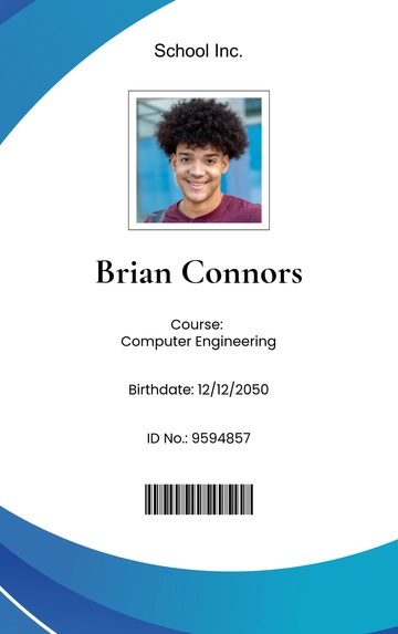 Free Minimalist Student ID Card Template to Edit Online
