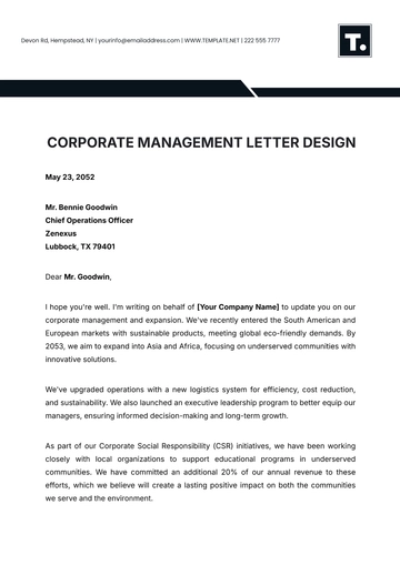 Free Corporate Management Letter Design Template to Edit Online