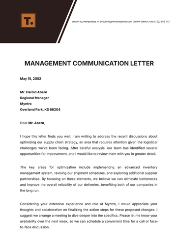 Free Management Communication Letter Template to Edit Online
