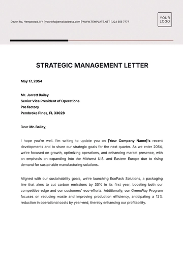 Free Strategic Management Letter Template to Edit Online